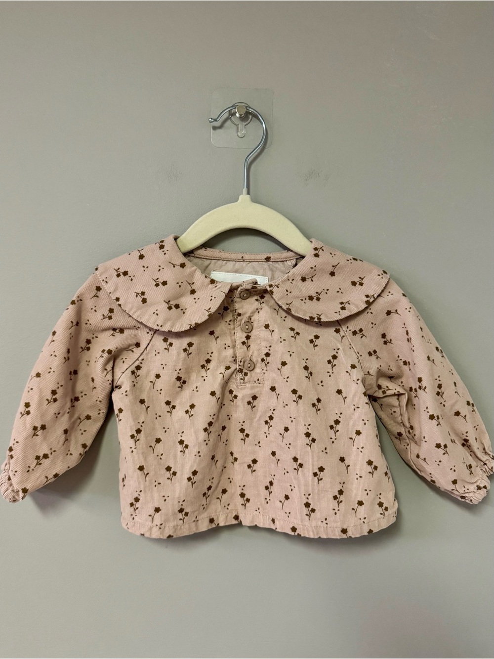 Zara Pink Floral Peter Pan Collar Top